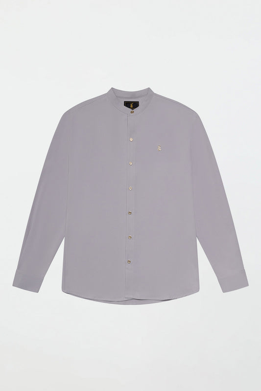 GRANDAD COLLAR SHIRT – GREY