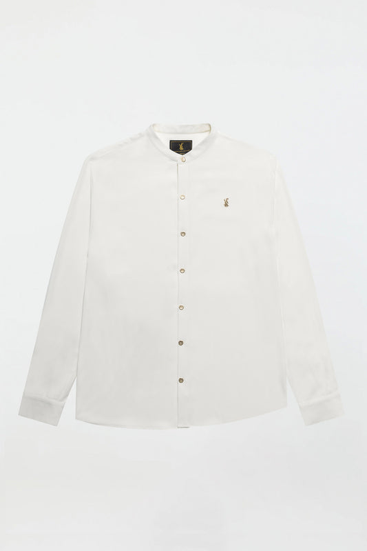 GRANDAD COLLAR SHIRT – WHITE