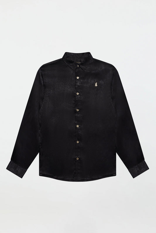 LONG SLEEVE JACQUARD SHIRT – BLACK