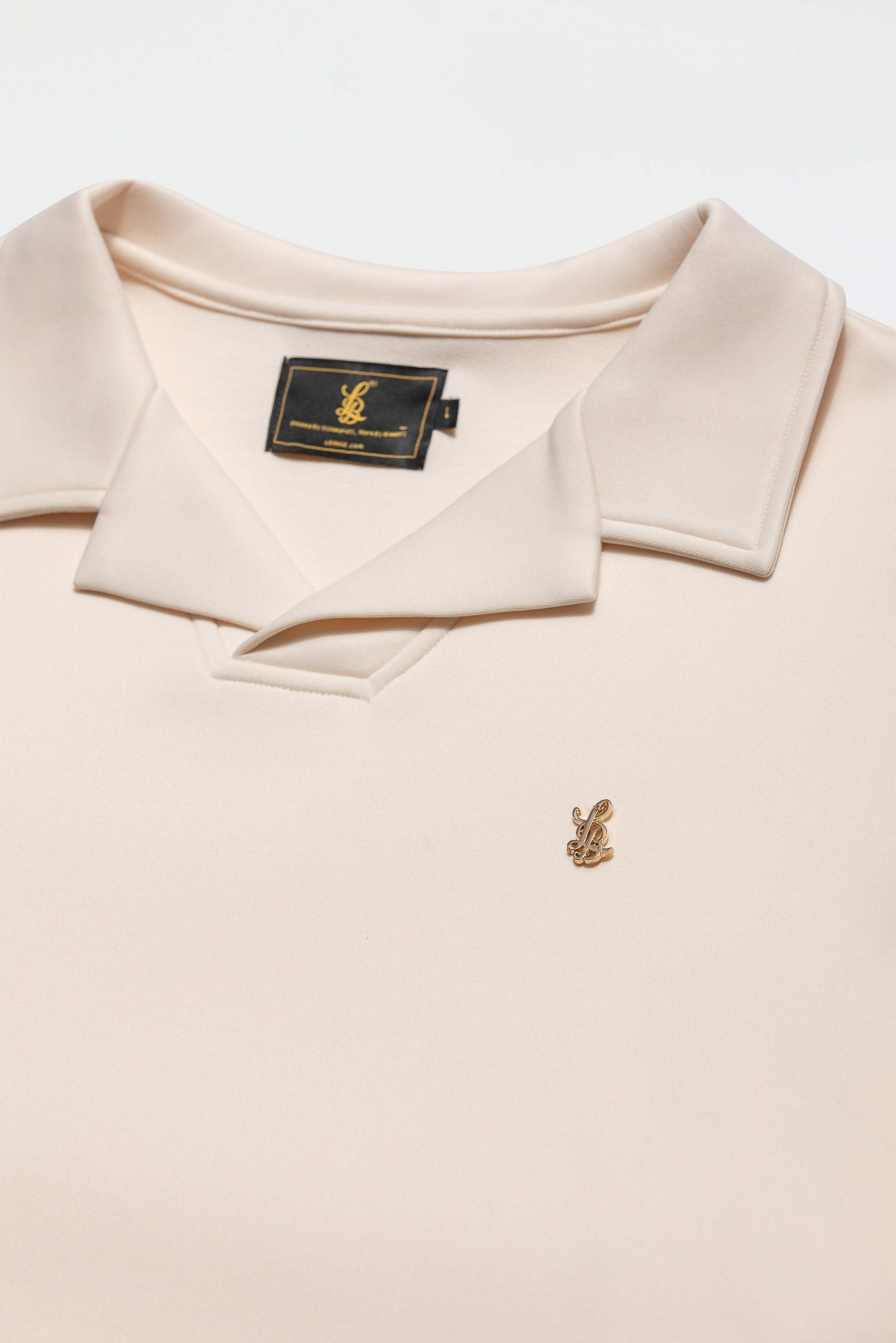 STRETCH COTTON REVERE COLLAR POLO SHIRT – IVORY