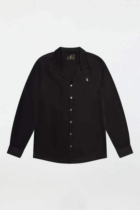 LONG SLEEVE SATIN SHIRT – BLACK