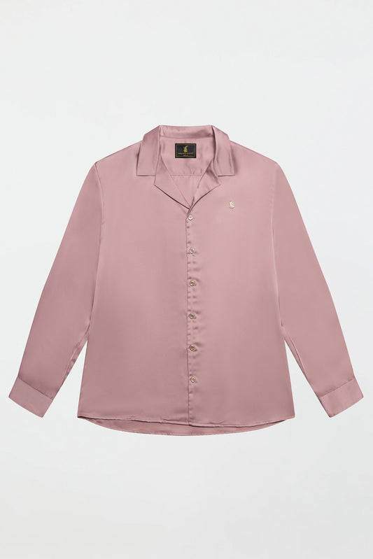 LONG SLEEVE SATIN SHIRT – DUSKY PINK