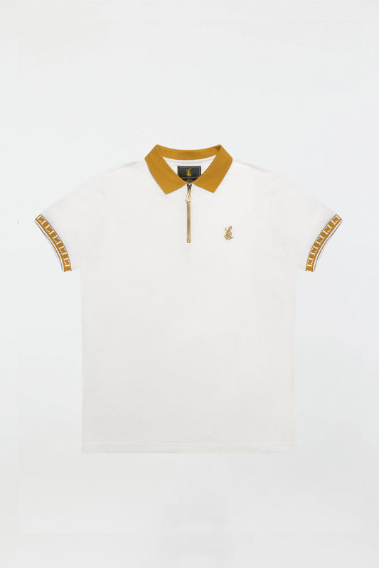 ZIP POLO SHIRT – OFF WHITE